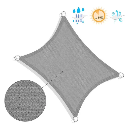 SONGMICS Napvitorla 2 x 3 m, Könnyálló HDPE műanyagból készült napellenző,
