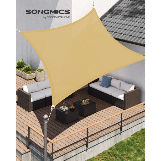 SONGMICS 3 x 4 m HDPE Napvitorla Napellenző Napvédelem UV Áteresztő Kert Erkély Terasz