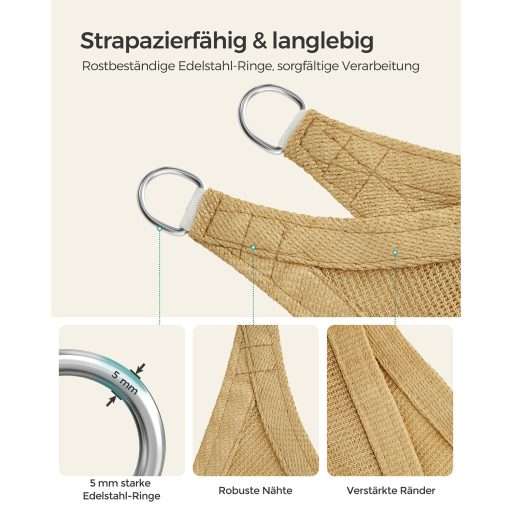 SONGMICS 3 x 4 m HDPE Napvitorla Napellenző Napvédelem UV Áteresztő Kert Erkély Terasz