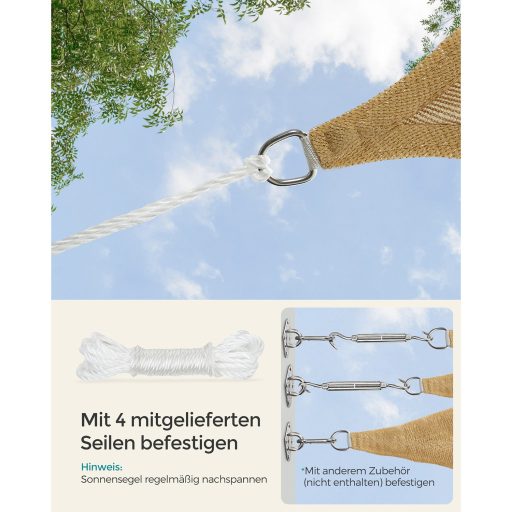 SONGMICS 3 x 4 m HDPE Napvitorla Napellenző Napvédelem UV Áteresztő Kert Erkély Terasz