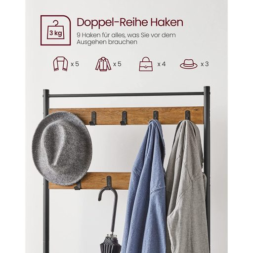 VASAGLE HSR041B41 Kabátállvány cipőtartóval, cipőtartó ülőkével előszobába,