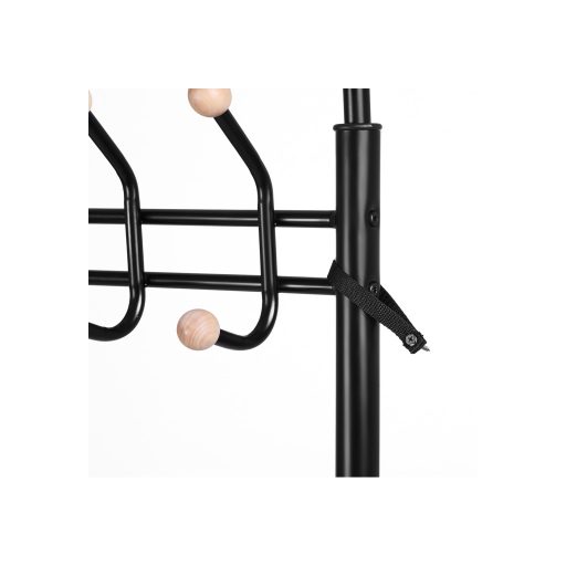 SONGMICS kabátállvány 3 cipőtartóval, 18 kampóval, 32 mm átmérőjű cső, fém, fekete, 68,8