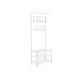 SONGMICS 187 cm magas fém előszobafogas, előszobai rendező, kabátállvány 3 polccal,