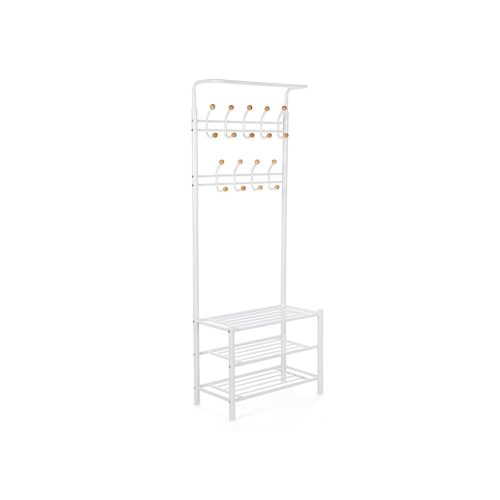 SONGMICS 187 cm magas fém előszobafogas, előszobai rendező, kabátállvány 3 polccal,