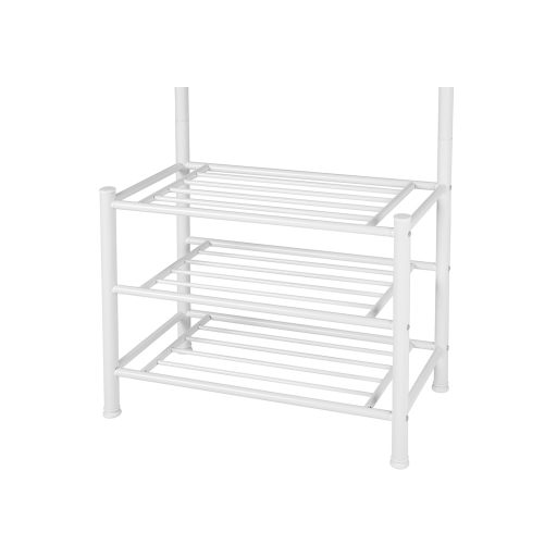 SONGMICS 187 cm magas fém előszobafogas, előszobai rendező, kabátállvány 3 polccal,