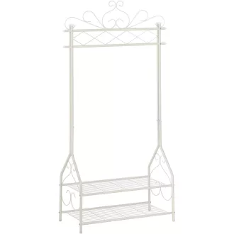 SONGMICS Vintage Ruhatartó Állvány és Akasztó Ruhaakasztóval és 2 fém polccal 92 x 41 x 173