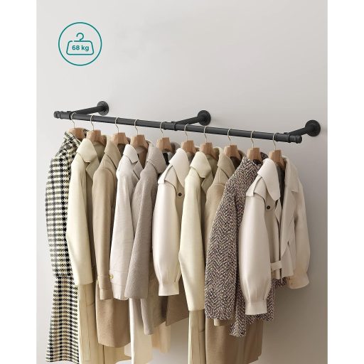 SONGMICS HSR104B01 Falra Szerelhető Ruhatartó Ipari Térkihasználás 30,4 x 170 x 7 cm 68 kg