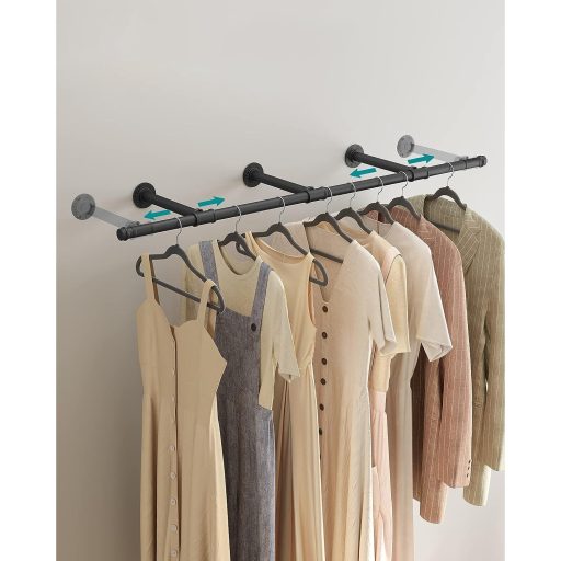 SONGMICS HSR104B01 Falra Szerelhető Ruhatartó Ipari Térkihasználás 30,4 x 170 x 7 cm 68 kg