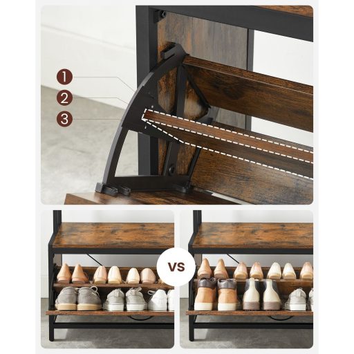 VASAGLE HSR405B01 kabáttartó cipőszekrénnyel, kabátállvány paddal, ruhatartó,