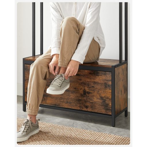 VASAGLE HSR405B01 kabáttartó cipőszekrénnyel, kabátállvány paddal, ruhatartó,