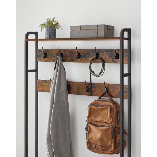 VASAGLE HSR405B01 kabáttartó cipőszekrénnyel, kabátállvány paddal, ruhatartó,