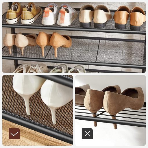 VASAGLE Kabáttartó Állvány, Előszobai Fa Cipőtárolóval, 5 Szintes Cipőtartó Különböző