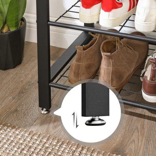 VASAGLE Ruhafogas, Kabátállvány Cipőtároló Padokkal, 4 az 1-ben Dizájn, 9 Levehető