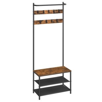 VASAGLE HSR411B01 Ruhatartó Állvány Kabáttartó 9 Levehető Akasztóval Pad Ipari Dizájn