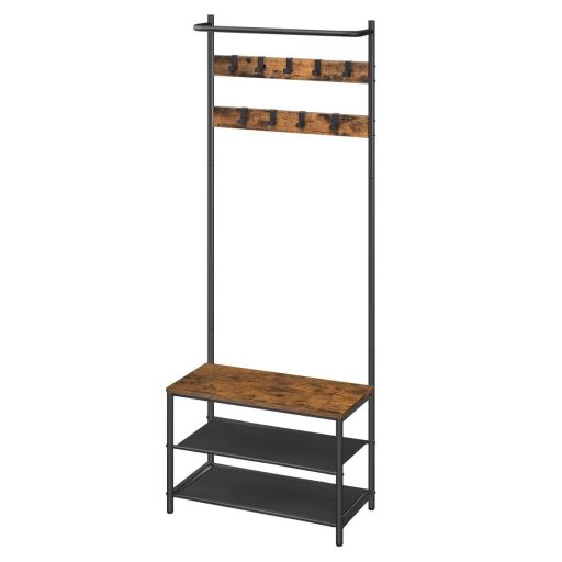 VASAGLE HSR411B01 Ruhatartó Állvány Kabáttartó 9 Levehető Akasztóval Pad Ipari Dizájn