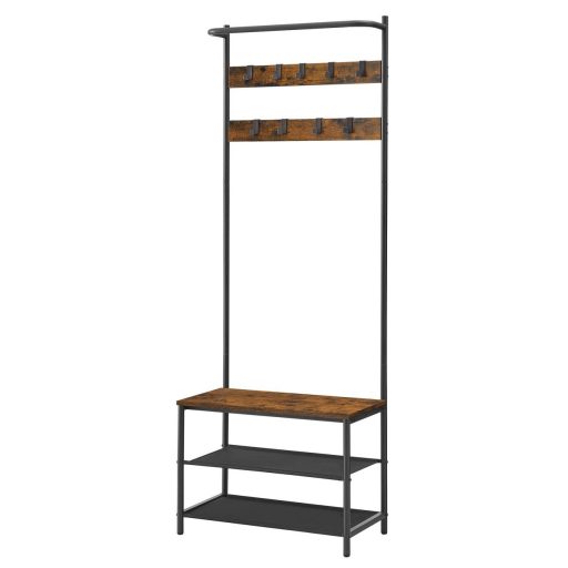 VASAGLE HSR411B01 Ruhatartó Állvány Kabáttartó 9 Levehető Akasztóval Pad Ipari Dizájn