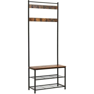 VASAGLE kabáttartó, kabátállvány cipőtároló paddal, előszobafal cipőtartóval, 3 az 1-ben