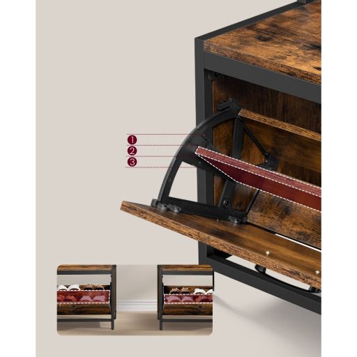 VASAGLE kabáttartó cipőtárolóval, előszobafával és paddal, 7 akasztóval és felső polccal,