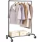 SONGMICS Nagy Teherbírású Fém Ruhatartó Kerekeken, 90 kg Teherbírás, Ipari Dizájn, Ruhafogas