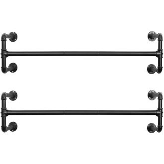 SONGMICS falra szerelhető ruhatartó, 2 darabos szett, ipari cső ruhatartó rúd, helytakarékos,