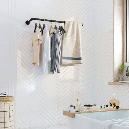 SONGMICS Fali Ruhatartó Sínek, 2 Darabos Készlet, Ipari Cső Ruhatartó Sínek Ruhákhoz,