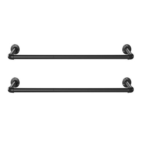 SONGMICS Fali Ruhatartó Sínek, 2 Darabos Készlet, Ipari Cső Ruhatartó Sínek Ruhákhoz,