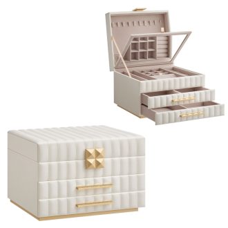 SONGMICS HOME ANAH Kollekció - 3 szintes ékszerdoboz tükörrel, ékszerrendező 2 fiókkal,