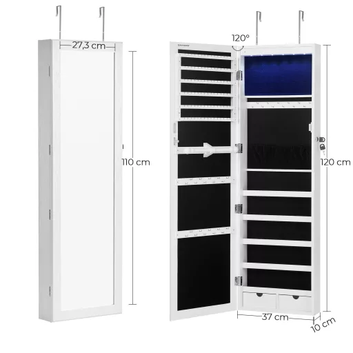 Ékszerszekrény Armoire, Zárható Fali Tároló Szervező Egység Nyakláncokhoz és