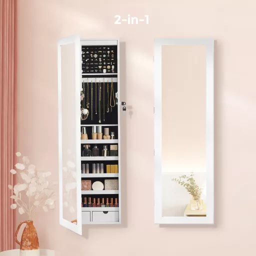 Ékszerszekrény Armoire, Zárható Fali Tároló Szervező Egység Nyakláncokhoz és