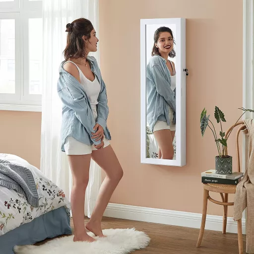 Ékszerszekrény Armoire, Zárható Fali Tároló Szervező Egység Nyakláncokhoz és