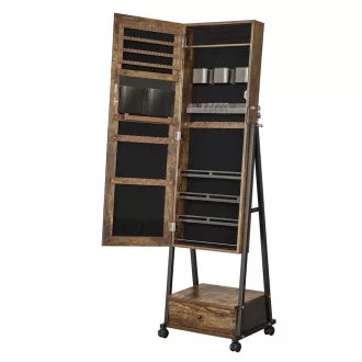 SONGMICS Ékszerszekrény, Teljes Hosszúságú Tükörrel, Álló Zárható Ékszerrendező Alsó