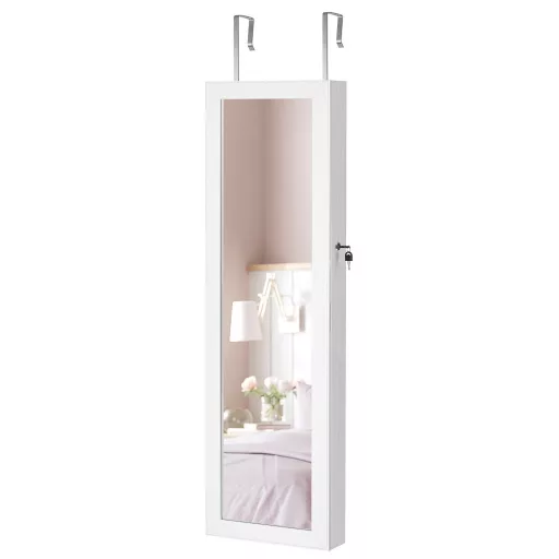 SONGMICS Ékszerszekrény Armoire, Zárható Fali Tároló Szervező Egység Nyakláncokhoz és