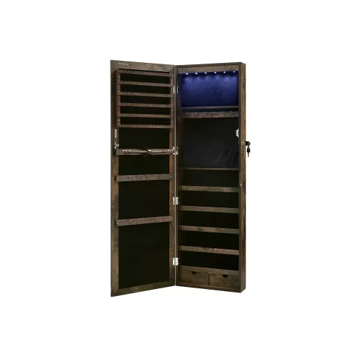 SONGMICS Ékszerszekrény Armoire, Zárható Falra Szerelhető Tárolóegység Nyakláncokhoz és