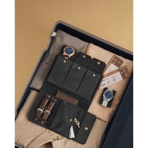 ONGMICS HOME RONNE kollekció - 3 órás tok, óratartó utazáshoz, szőtt dombornyomott PU bőr,