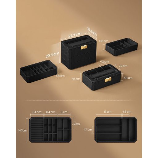 SONGMICS HOME RONNE Kollekció - 3 szintes óratartó doboz, egymásra rakható 8 férőhelyes