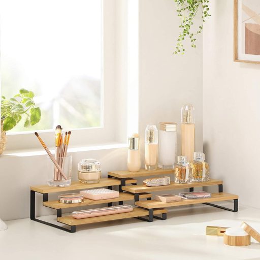 SONGMICS Fűszertartó, 2 darabos szett szekrény polc rendező, 3 szintes bővíthető