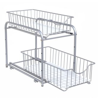 SONGMICS Konyhai Rendező, 2 Kihúzható Fiók Szekrényekhez, Egymásra Rakható Fiókrendező,