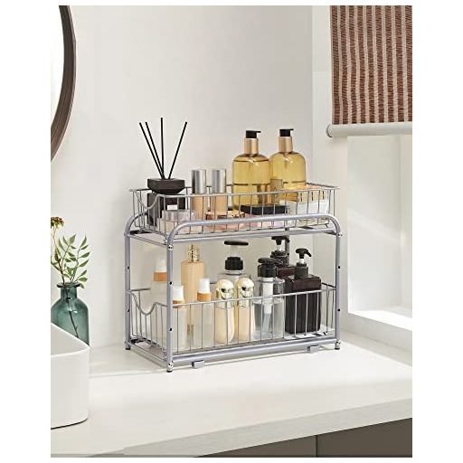 SONGMICS Konyhai Rendező, 2 Kihúzható Fiók Szekrényekhez, Egymásra Rakható Fiókrendező,