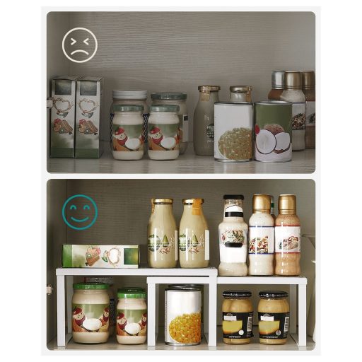 SONGMICS Szekrény Polc Szervező és Konyhai Polc Csomag, 4 Egymásra Rakható Konyhai Szekrény