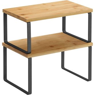 SONGMICS Fűszertartó, 2 darabos szett, szekrény polc rendező, bővíthető konyhai polc