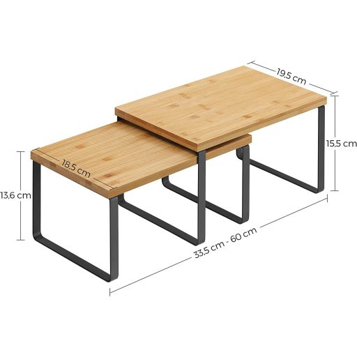 SONGMICS Fűszertartó, 2 darabos szett, szekrény polc rendező, bővíthető konyhai polc