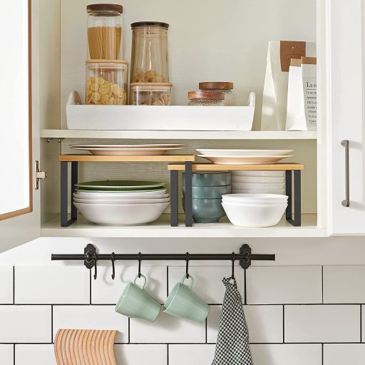 SONGMICS Fűszertartó, 2 darabos szett, szekrény polc rendező, bővíthető konyhai polc