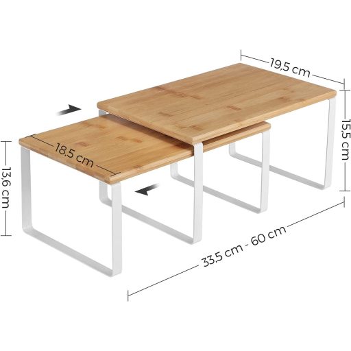 SONGMICS Fűszertartó, 2 darabos szett, szekrény polc rendező, bővíthető konyhai polc
