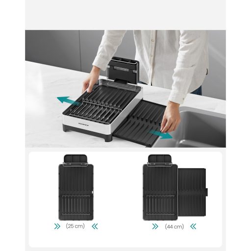 SONGMICS edényszárító állvány, bővíthető edényszárító, rozsdamentes acél konyhai