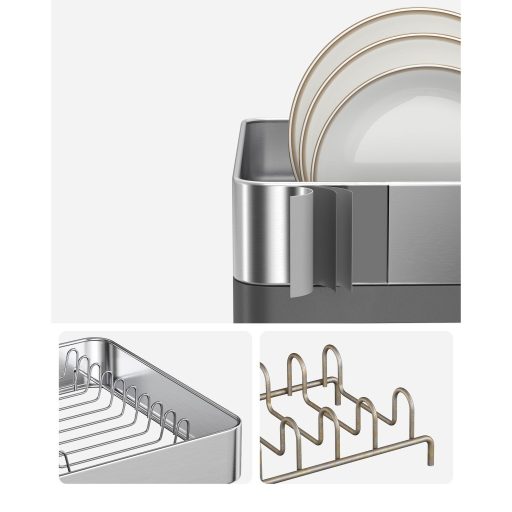 SONGMICS kis edényszárító állvány, bővíthető edényszárító konyhapultra, rozsdamentes