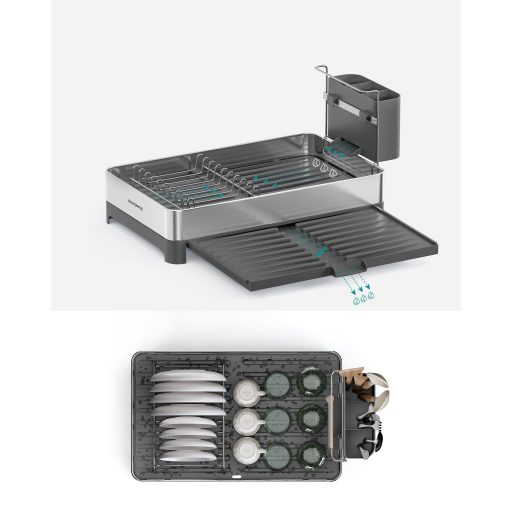 SONGMICS kis edényszárító állvány, bővíthető edényszárító konyhapultra, rozsdamentes