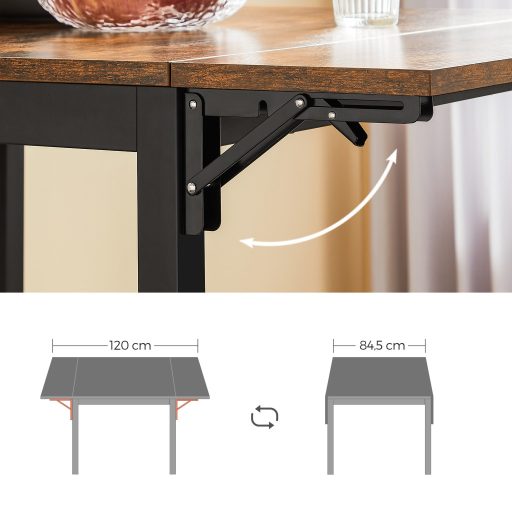 VASAGLE KDT077B01 Összecsukható Étkezőasztal 2-4 Személy részére Kis Helyiségekhez Vintage