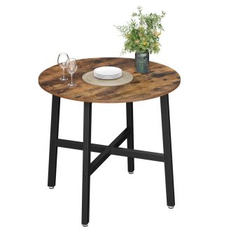 VASAGLE Étkezőasztal, Kerek Konyhaasztal, Nappaliba, Irodába, 80 x 75 cm (Átm. x M), Ipari