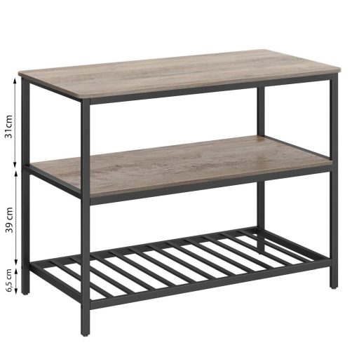 VASAGLE Konyhasziget 3 Polccal, 120 cm Konyhai Polc Nagy Munkalappal, Stabil Acélszerkezet, Ipari