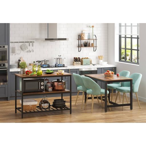 VASAGLE Sütőállvány, Konyhasziget nagy munkalappal, Stabil acélszerkezet, 120 x 60 x 90 cm,